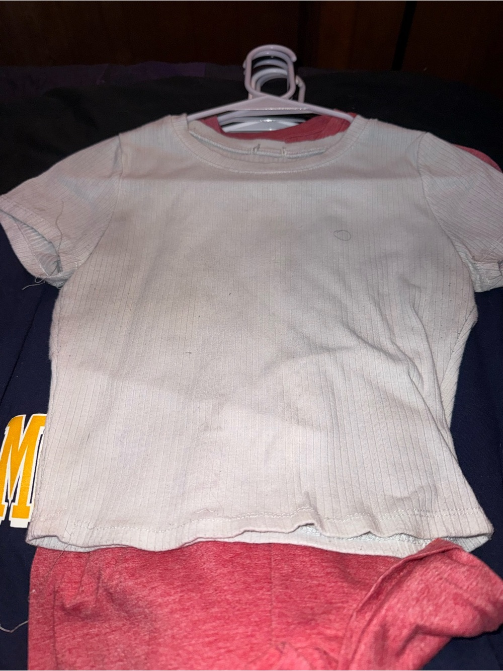 Kids White Ribbed Short Sleeve Tee - Unbranded